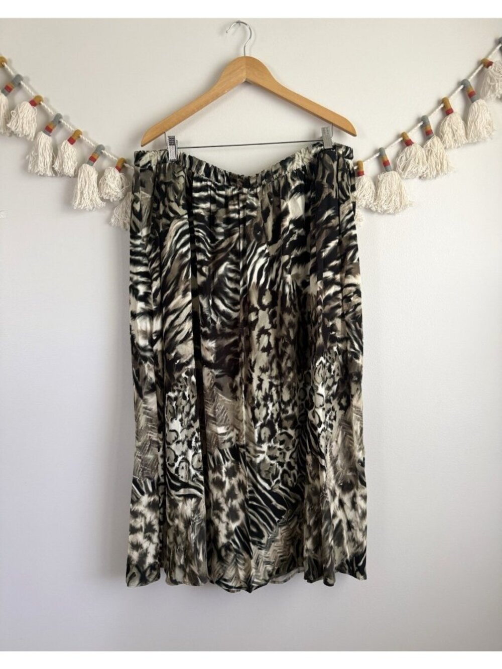 Karen Kane Anima Print Flowy Aline Midi Skirt Goblincore Whimsigoth Grunge 2x